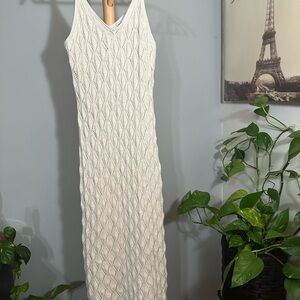Freshman Ivory Patterned Midi Dress